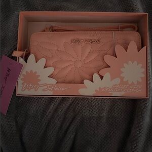 Betsey Johnson Pink Wallet with Floral Appliques